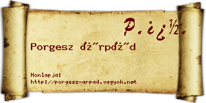 Porgesz Árpád névjegykártya